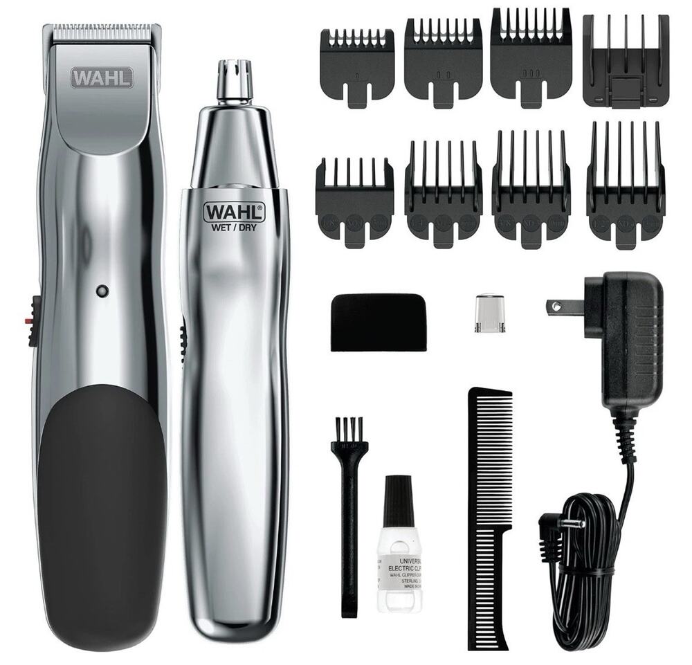 Wahl Groomsman Rechargeable Beard Trimming kit for Mustaches, Nose Hair, and
